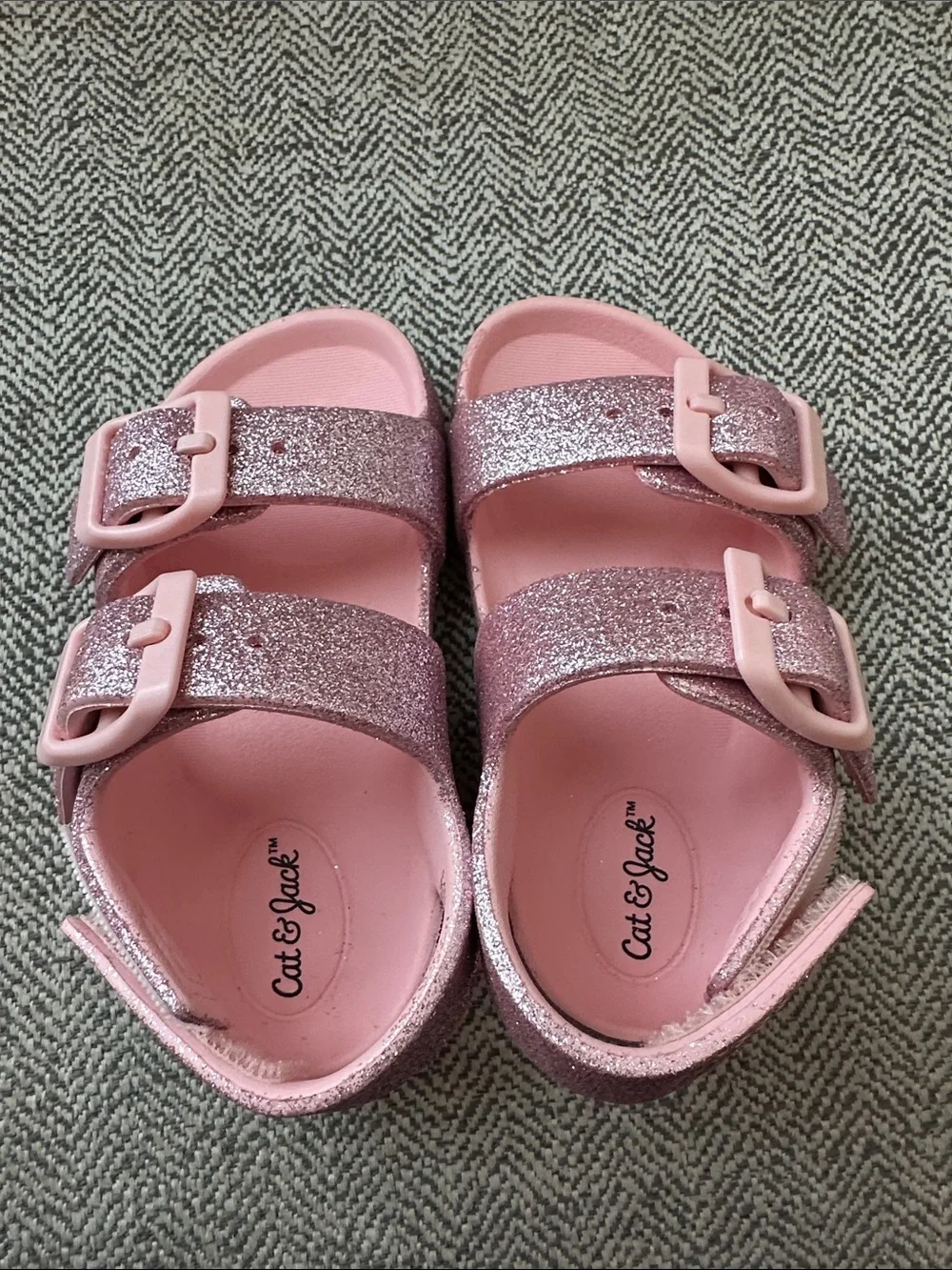 Cat & Jack Pink Glitter Double-Buckle Sandals